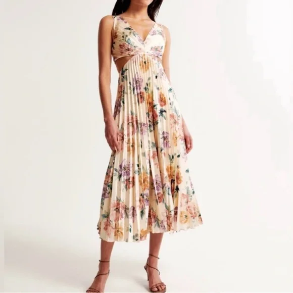 Abercrombie & Fitch Floral Cutout Midi Dress - Picture 1 of 4